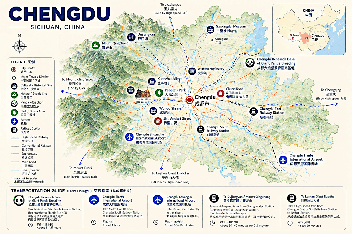 Chengdu tour map